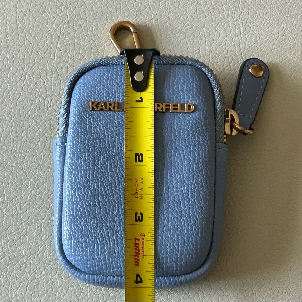 Karl Lagerfeld Blue Pebbled Faux Leather Zip Wallet Coin Purse - Picture 5 of 8